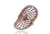 Artistic statement ring crafted in 18 K rose gold studded with fine-cut diamonds by Kalasha Fine Jewels