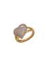 18K gold ring with a heart shape inspired design in the centre which is studded with round fine cut diamonds by Tanya Rastogi for Lala Jugal Kishore Jewellers